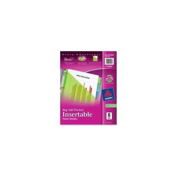 Avery Avery® Plastic Pocket Insertable Tab Dividers, Assorted, 8 Tabs